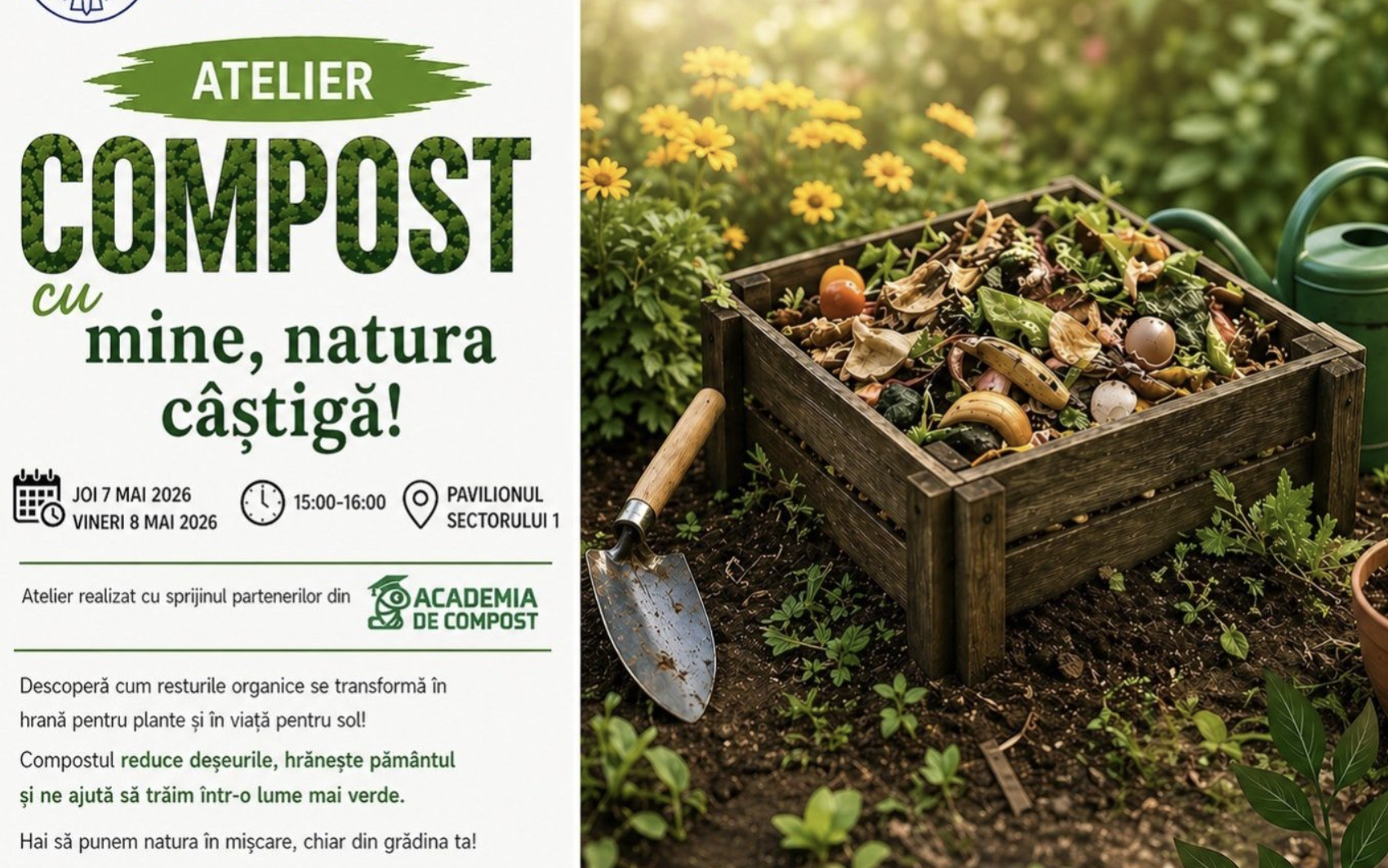 Cum poți transforma resturile din bucătărie în compost. Atelier practic la Zilele Horticulturii din Sectorul 1