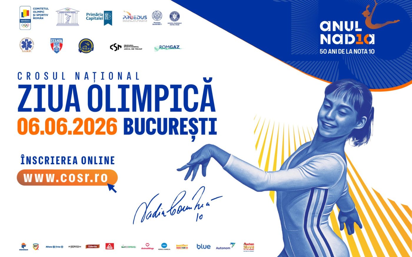 Nadia Comăneci dă startul Crosului Național „Ziua Olimpică” în București. Înscrierile sunt gratuite